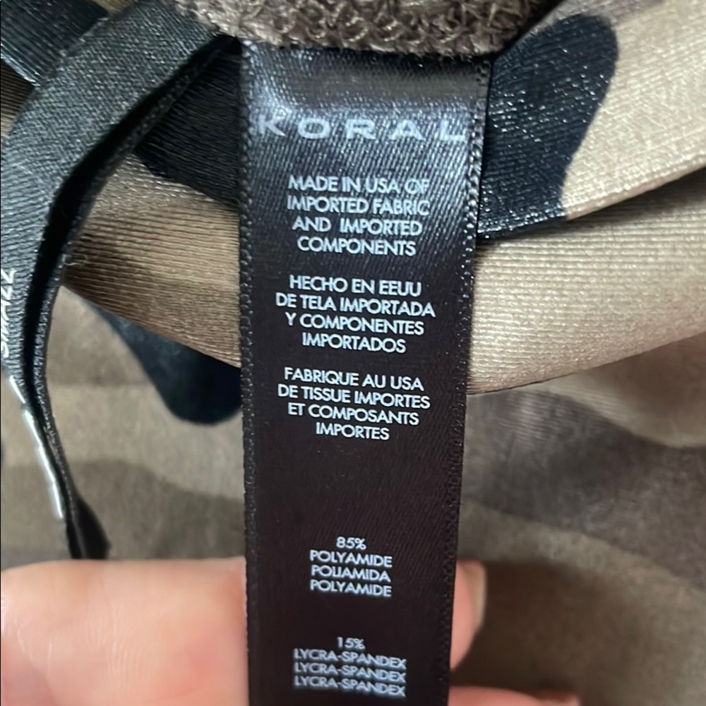 Koral Green and Brown Camouflage Leggings with Stretchy Fit - Picture 3 of 7